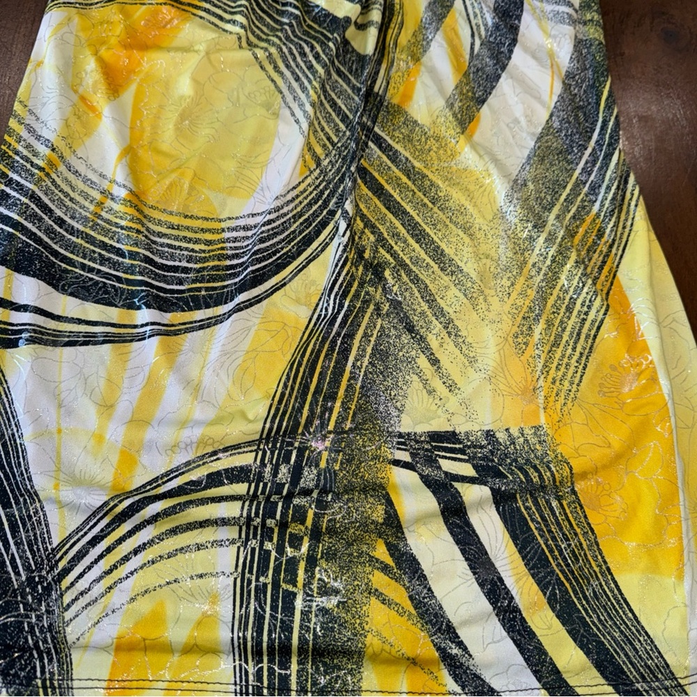 NWT What’s Hot Women’s Tie Neck Halter Ring Tube Top Yellow Black Shirt Top M - Picture 4 of 7